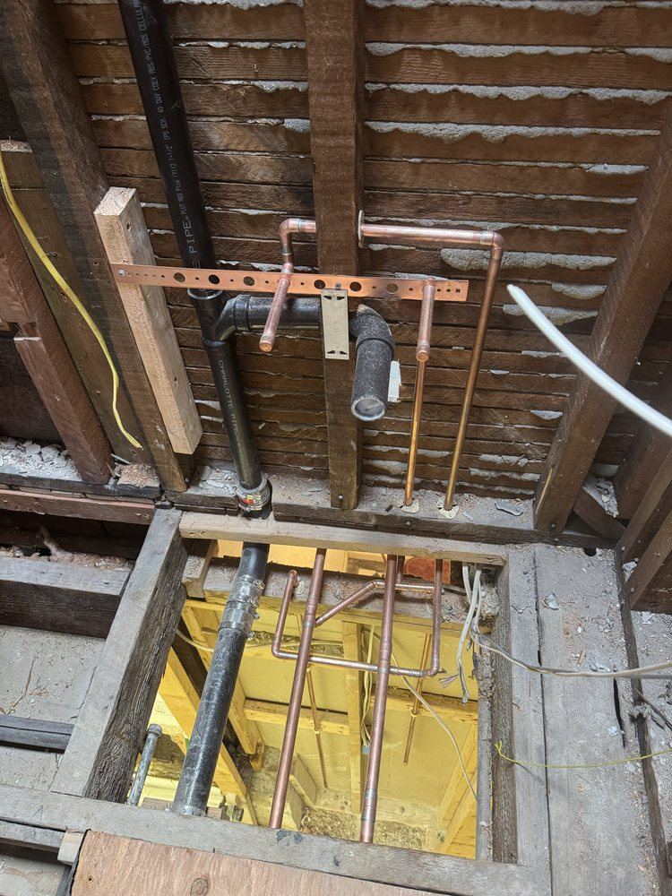 Close-up of copper pipe fittings